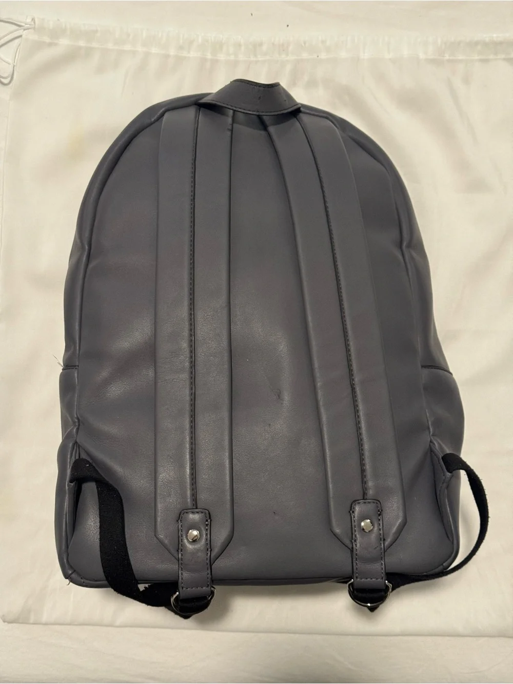Calvin Klein Jeans Black Leather-Look Backpack with Front Pocket